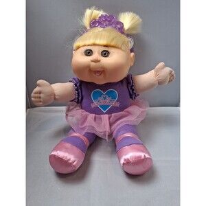 CABBAGE Patch Kids CPK Ballerina Doll Blonde Hair Brown Eyes Purple Tiara & Tutu
